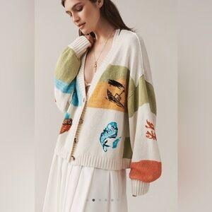 Anthropologie Pilcro Icon Graphic Cardigan Sweater